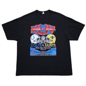 Rare New Orleans Saints‎ 2009 Superbowl Champions T Shirt Mens 2XL Double Sided